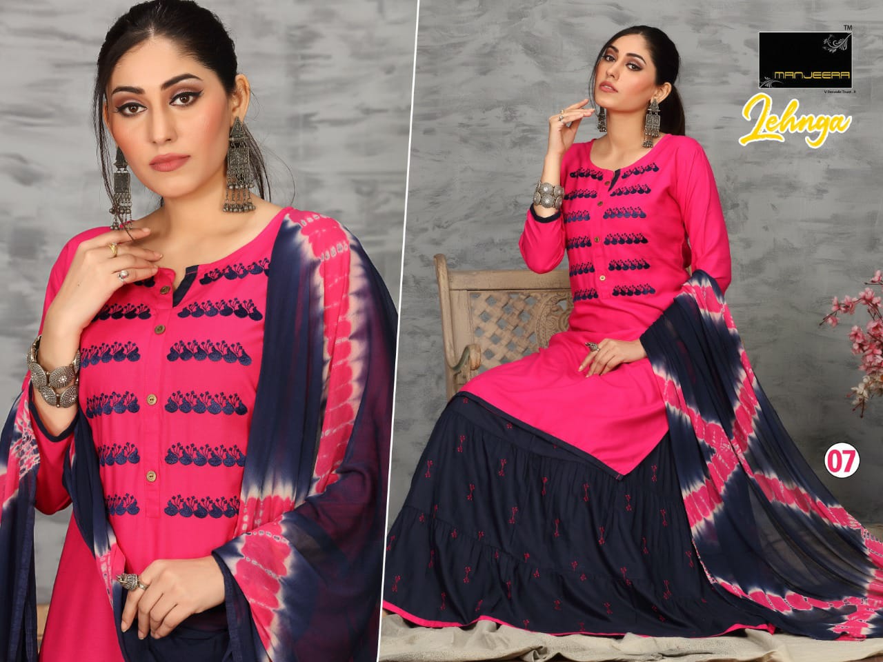 Majeera Lehnga Festive Wear Rayon Printed Ready Made Collection